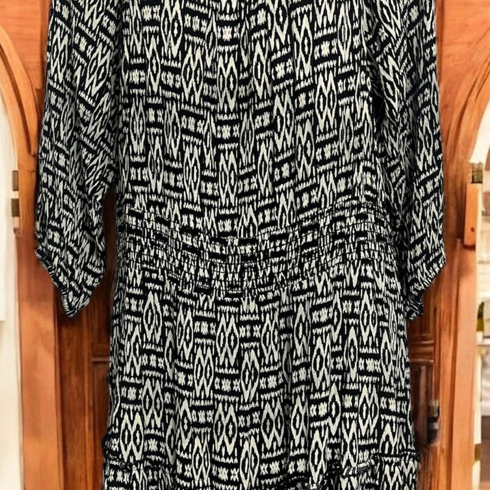 NY Collection Maxi Black and cream Maxi Dress with elastic waist size XL